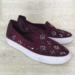 RACHEL ZOE Women's Burke with Crystals Slip on Sneaker Cabernet 8.5M